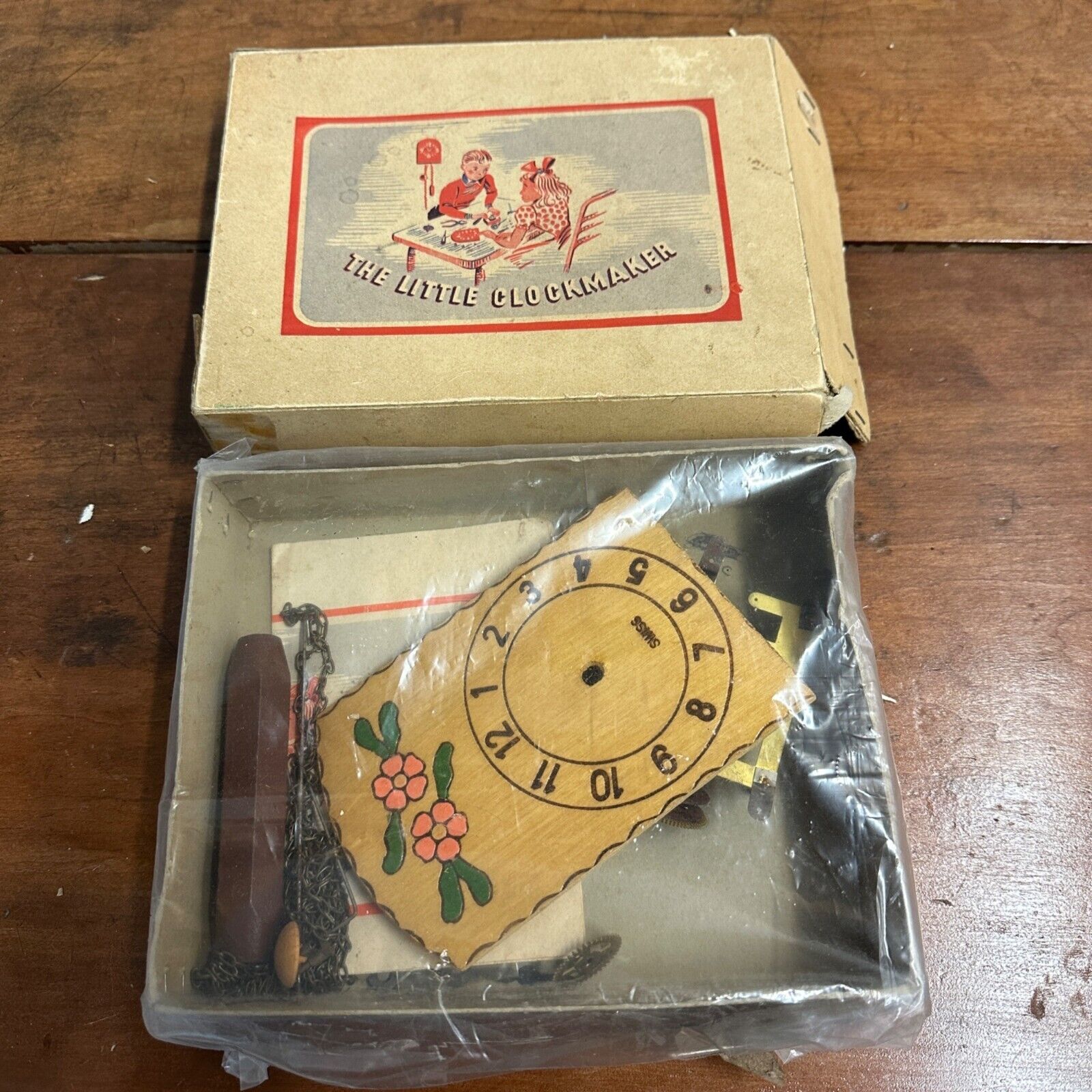 Vintage 1930s THe Little Clockmaker Child\'s Swiss Clock DIY Kit w/ Box