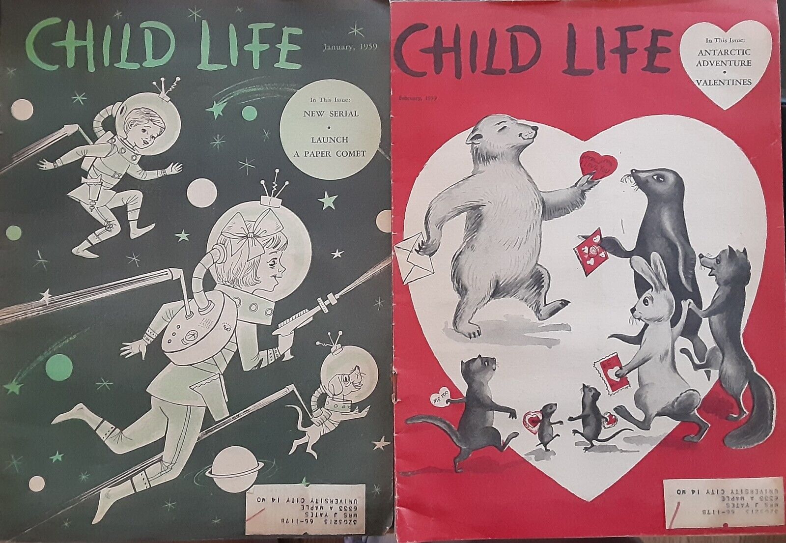 Estate Find - 2 Vintage Child Life Magazines,  January And February,  Space