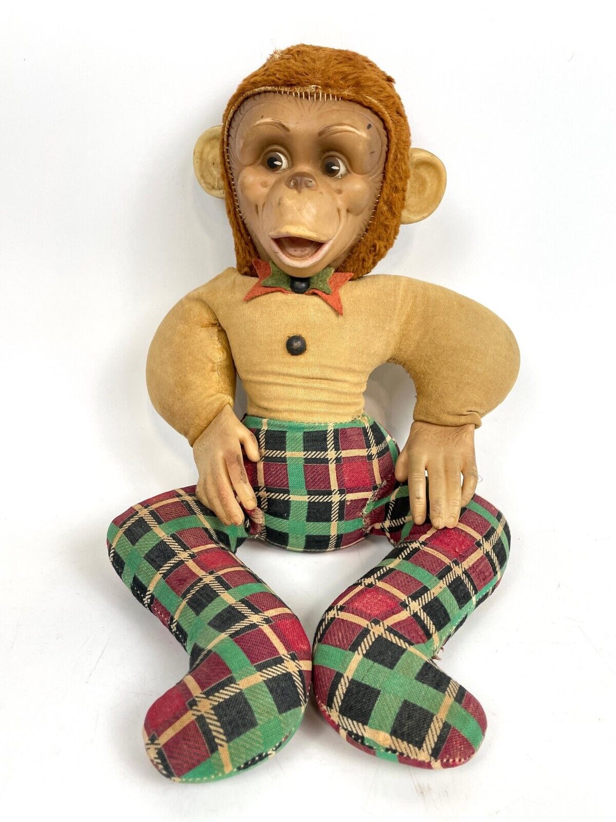 Vintage Rubber Face Monkey / Chimp Plush Stuffed Animal