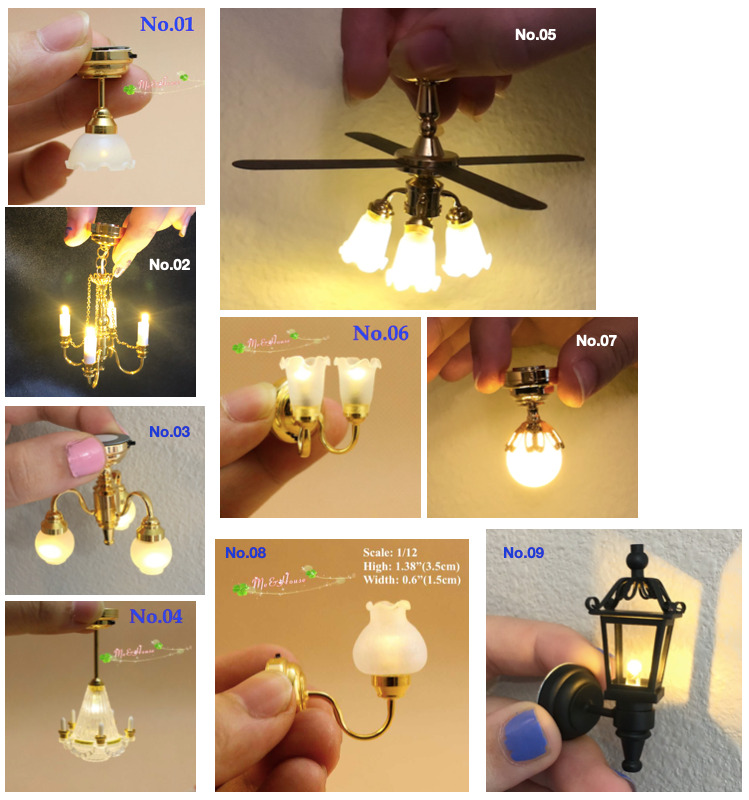 AirAds dollhouse lights- 1:12 scale miniatureLED Lights wall lamps; price each