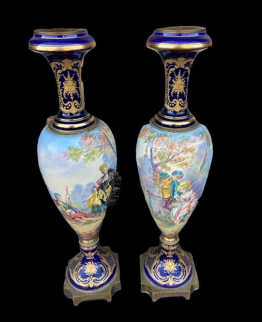 Majestic Pair 19th Century French Louis XVI Sevres Vases