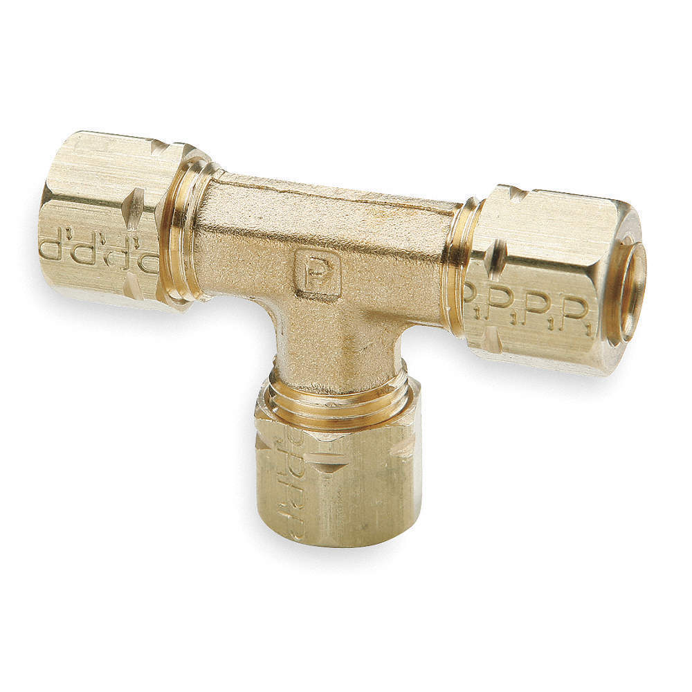 PARKER 164CA-6-6-4 Union Tee,Brass,Comp,3/8x3/8x1/4In,PK10 1VDL6