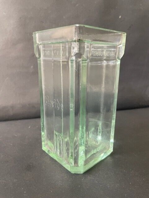 Old Vintage Exide Lead Acid Glass Battery Jar /pot/Box Container Made In Britain