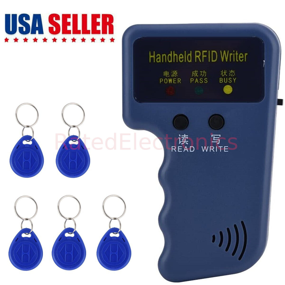 Handheld RFID Card Copier ID Key Reader Writer 125KHZ Duplicator Cloner 5 Tags