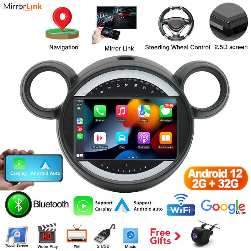 for Mini Cooper Countryman Paceman Car Radio Stereo Android 12 Apple Carplay GPS