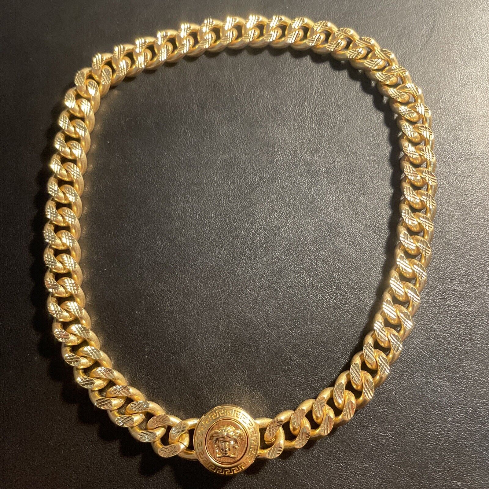 Beautiful Versace Collarbone Necklace Gold Tone