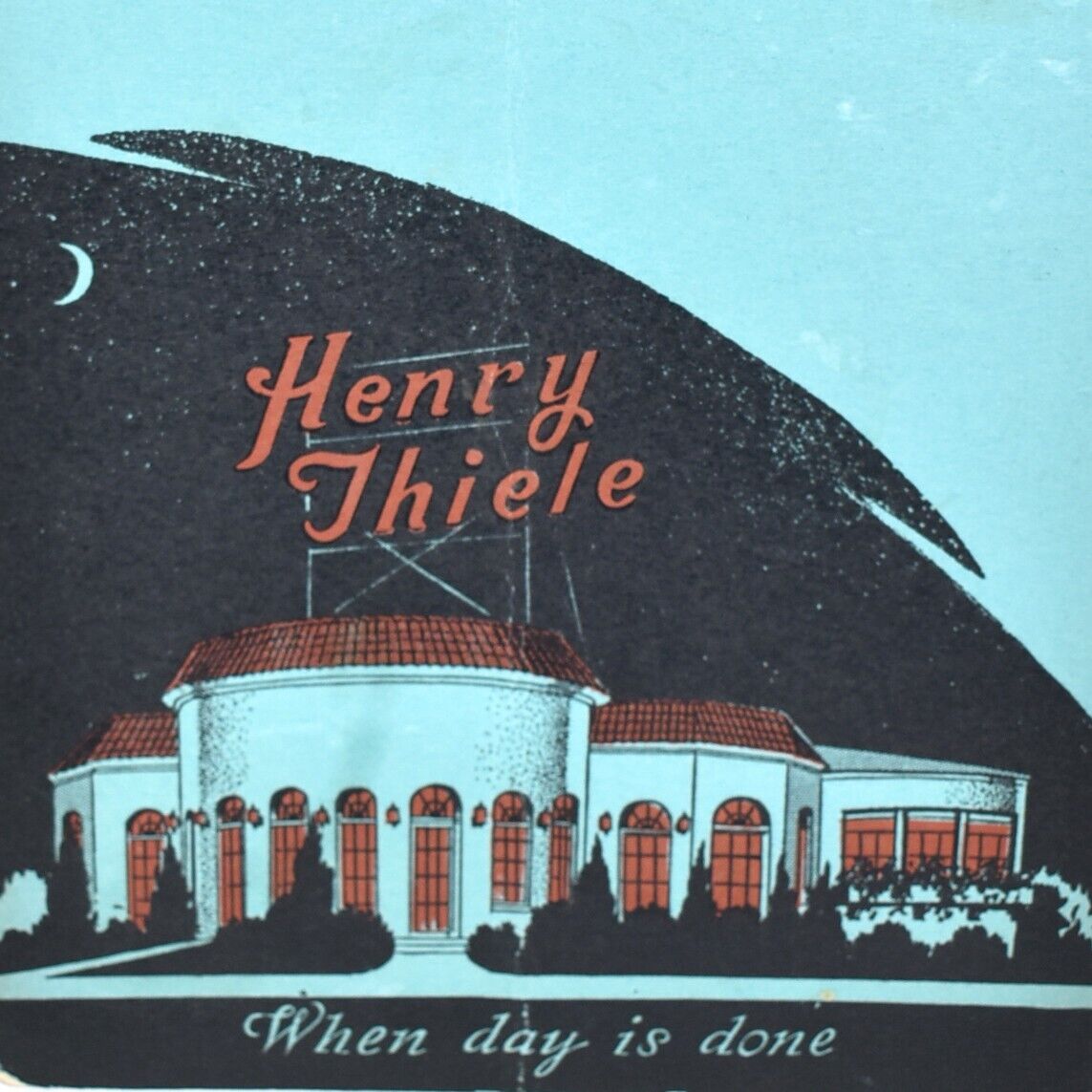 1942 Henry Thiele Restaurant Menu 23rd Avenue Burnside Street Portland Oregon