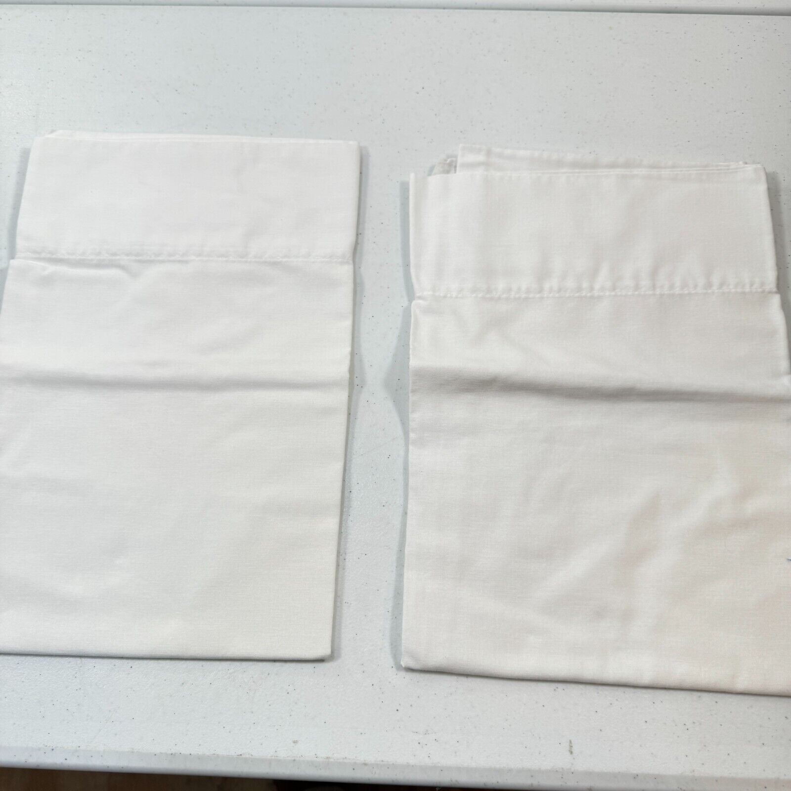 vintage stevens pillowcase pair standard solid white cotton blend usa no iron