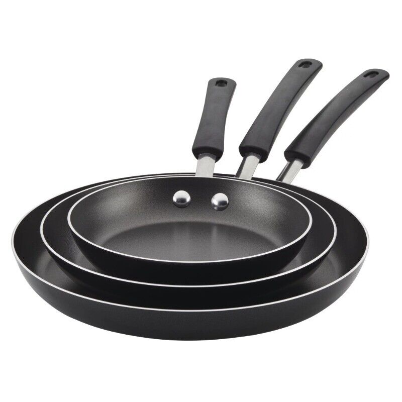 Farberware 3 Piece Easy Clean Aluminum Non-Stick Frying Pan, Fry Pan Skillet Set
