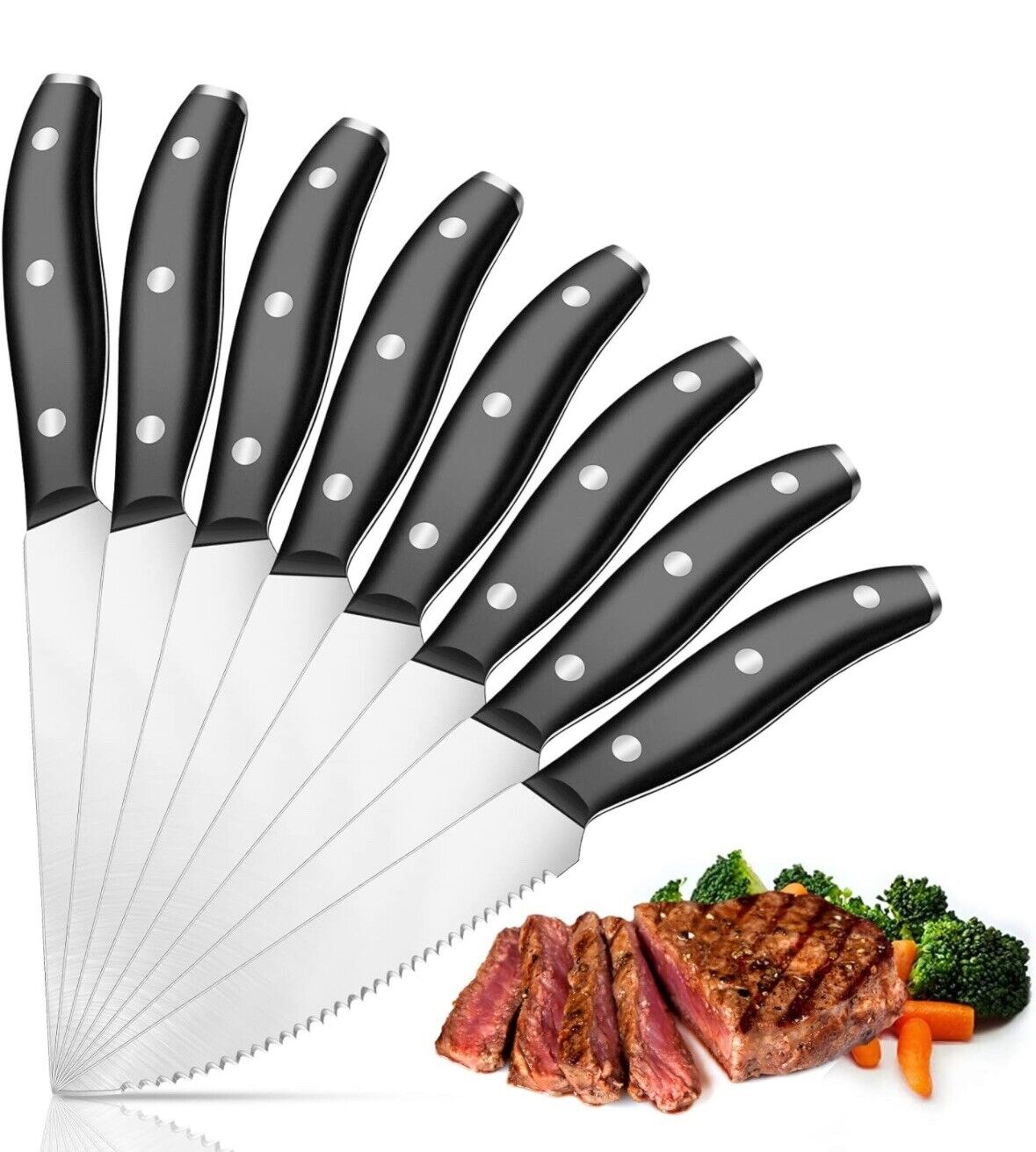 8PCS Professional Stainless Steel Steak Knives Set Sharp Chef Knife Kitchen Tool