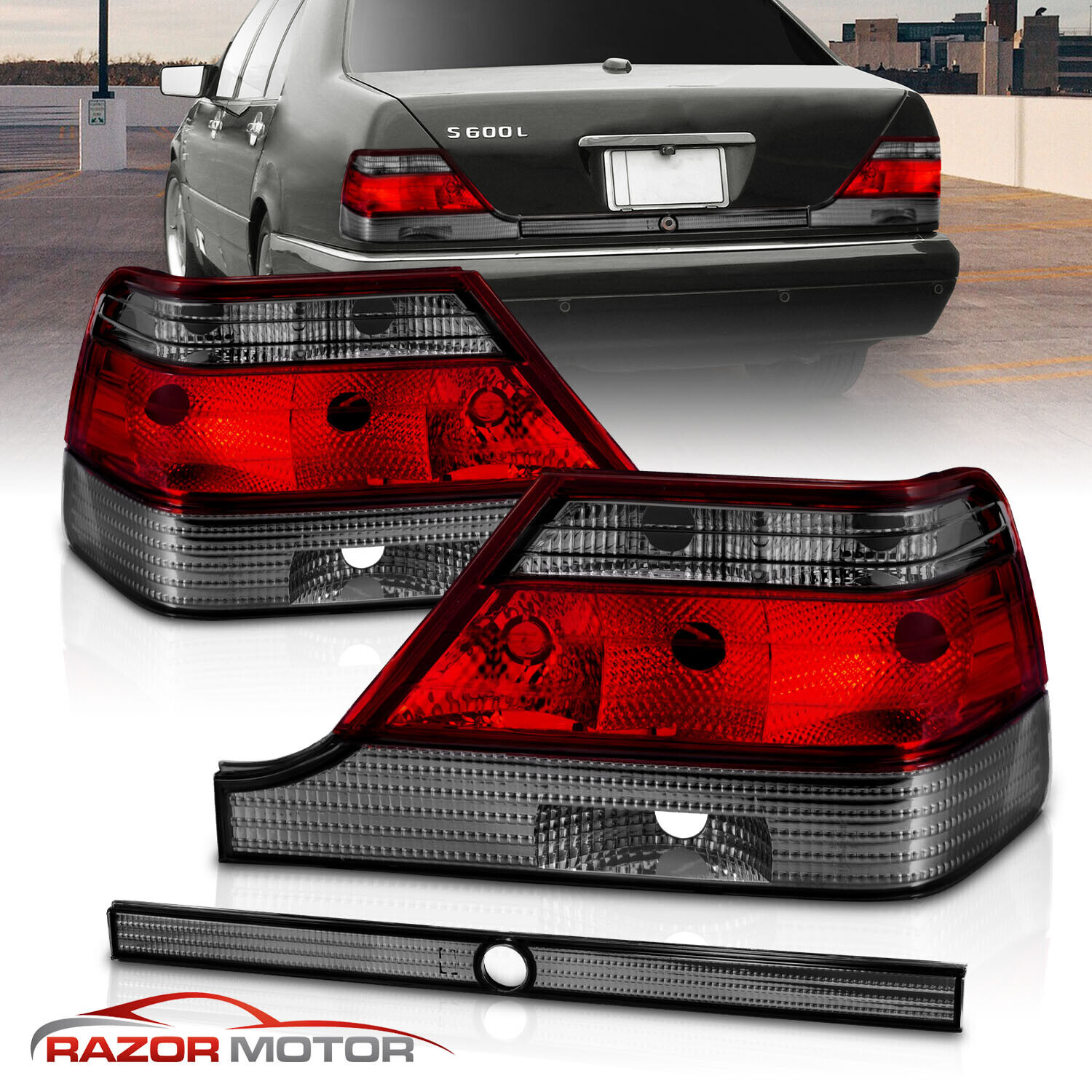 1995-1999 For Mercedes-Benz W140 S-Class Red Smoke Tail Lights Pair