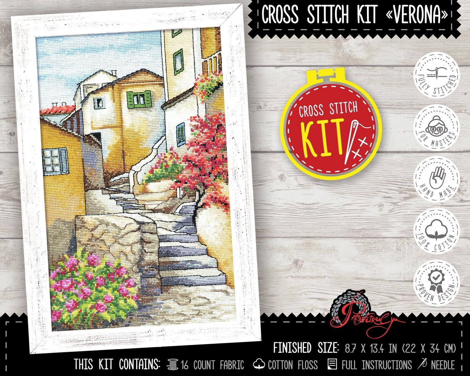 Cross Stitch Kit Verona Italy Landscape Embroidery Kit Counted Pattern