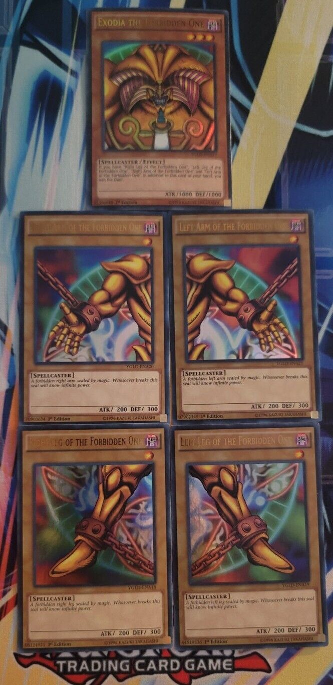 Yugioh Exodia The Forbidden One Set All 5  Piece YGLD 1st Edition Lightly Played