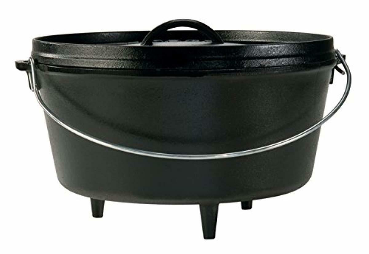 Lodge Preseasoned Cast Iron Deep Camp Dutch Oven Hot Coals USA Made Cookware 8Qt