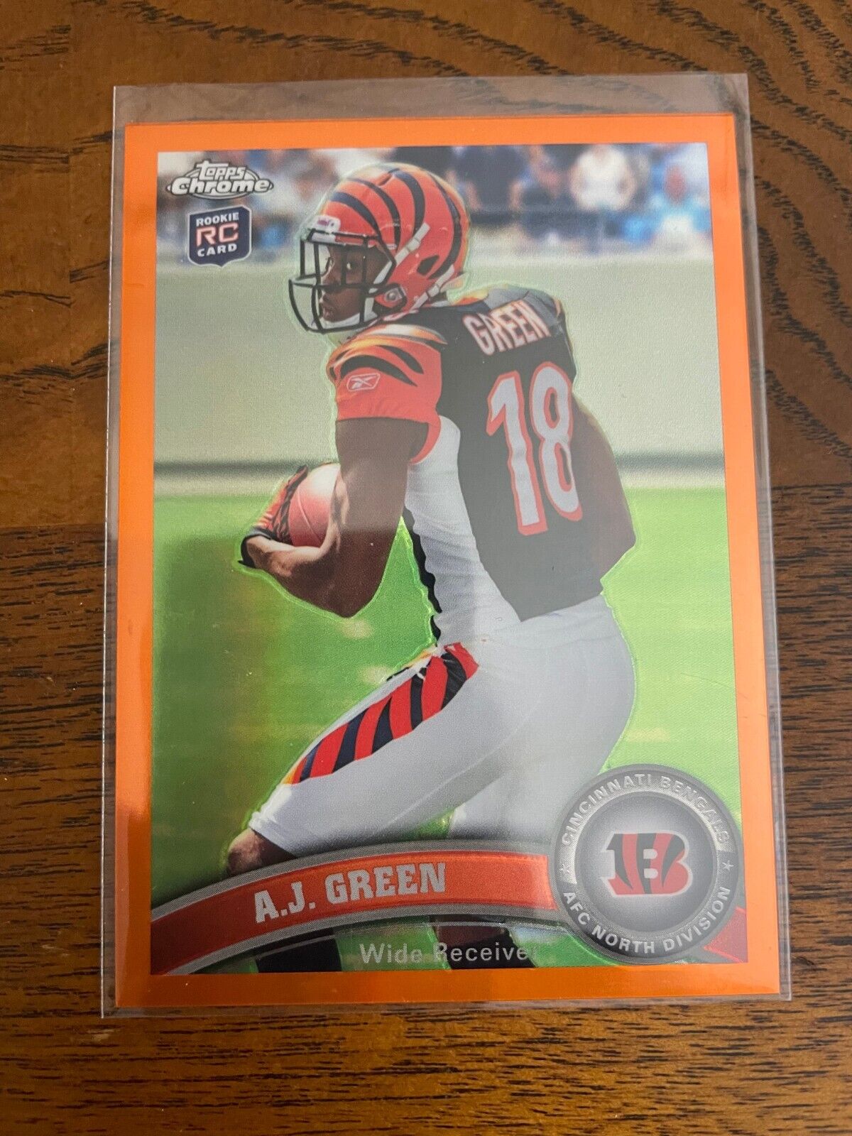 A.J. Green 2011 Topps Chrome ORANGE REFRACTOR RC Rookie - Bengals Color Match