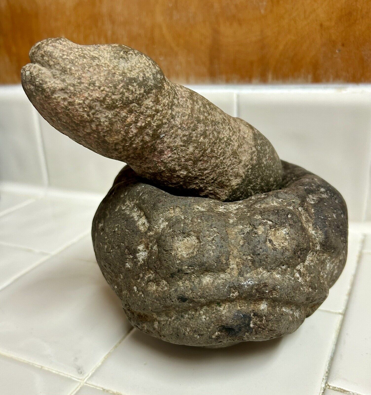 RARE Pre Columbian Ceremonial Reptilian Mortar and Serpent Pestle 400 - 1000 AD