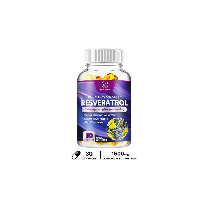 Resveratrol Capsules 1600mg - Natural Antioxidant, Anti Aging, Anti Inflammatory
