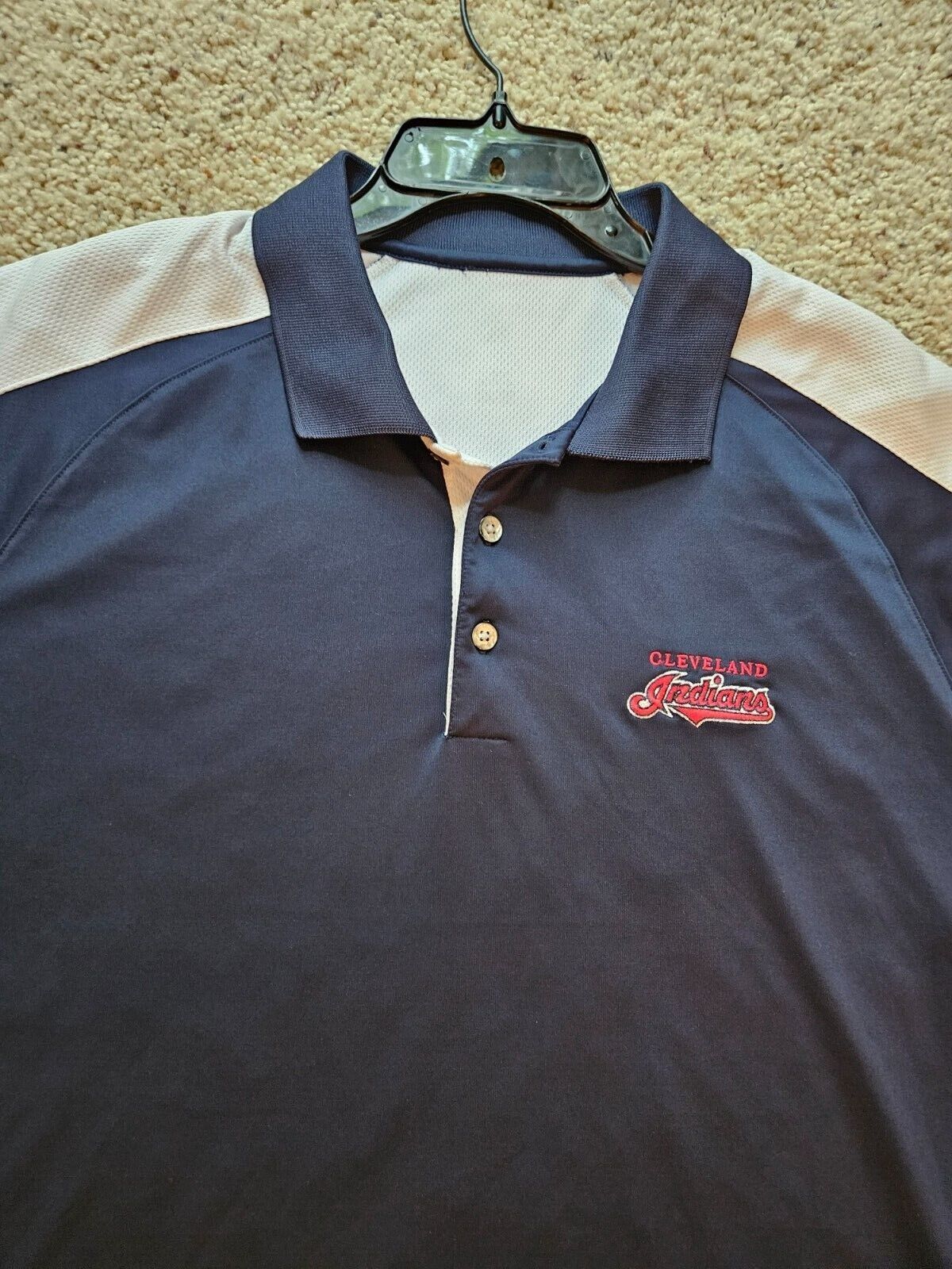 Cleveland Indians Blue with White Sleeves Polo Jersey Size XL