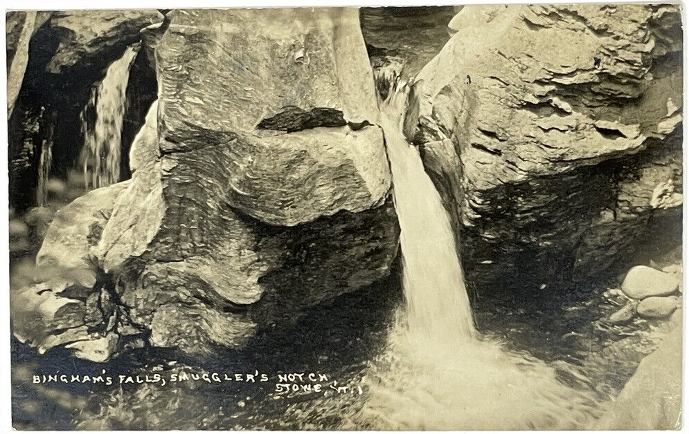 RPPC Real Photo Postcard - Bingham Falls  Stowe, Vermont