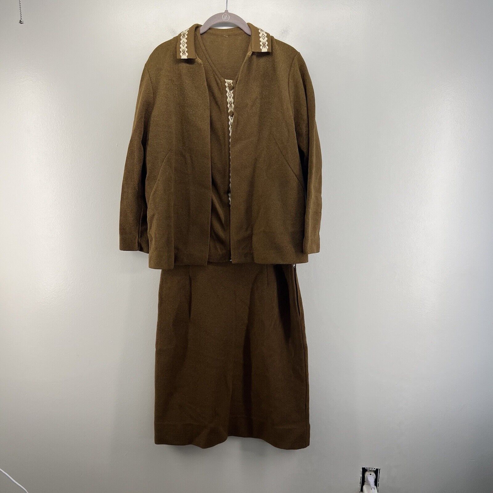 60’s Vintage Three-Piece Glentran Knit Set Glengarry Sportswear Skirt Jacket Top