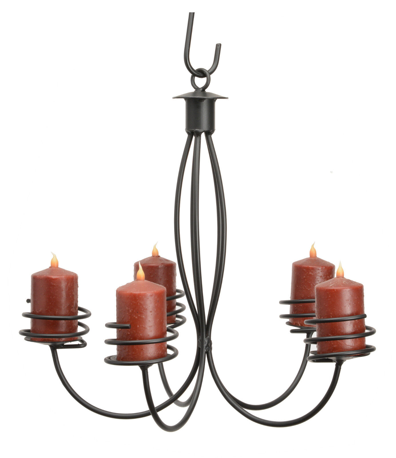 5 ARM WROUGHT IRON PILLAR CANDLE CHANDELIER Amish Handmade Colonial Candelabra