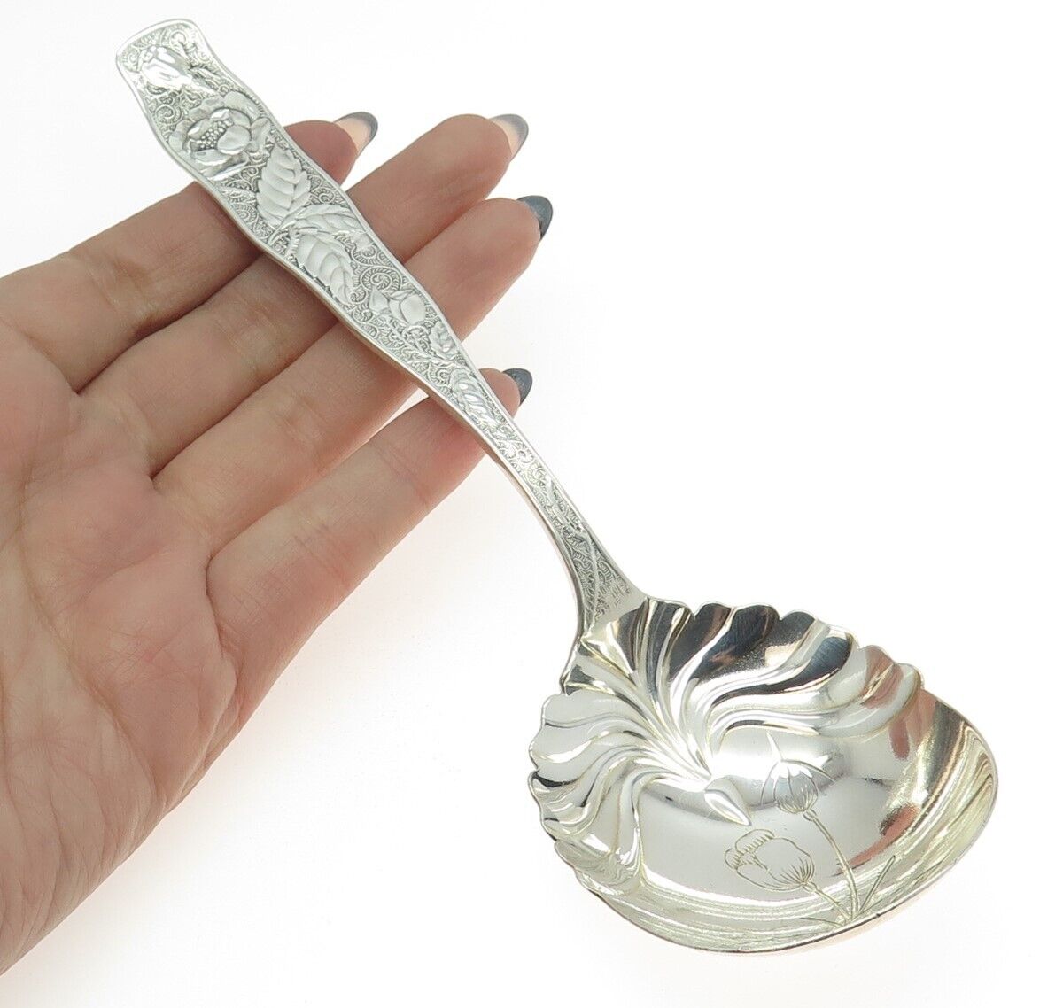 TOWLE 925 Sterling Silver Antique Victorian 1887 Orchids Jelly Spoon