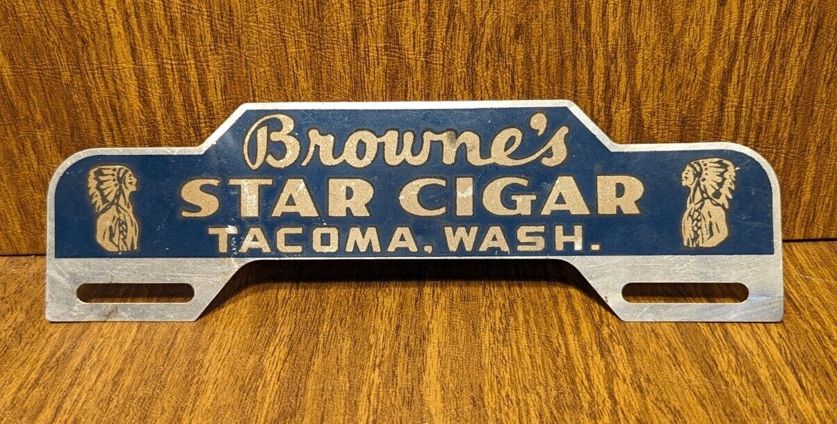 Vintage STAR Cigars Metal License Plate Topper Tobacco Sign TACOMA Washington