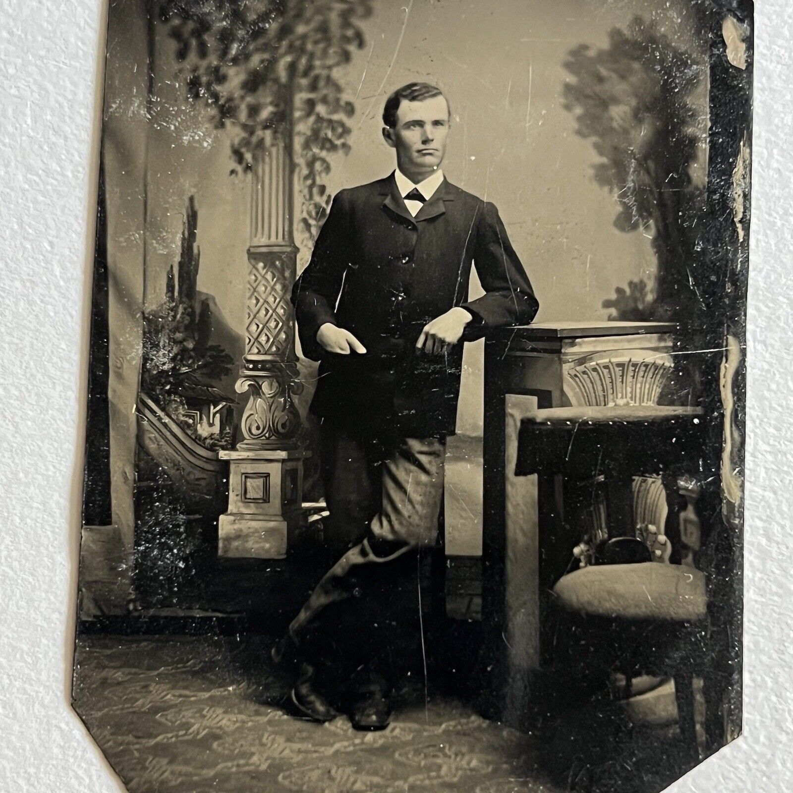 Antique Tintype Photograph Handsome Debonair Man Hand In Pocket Great Pose