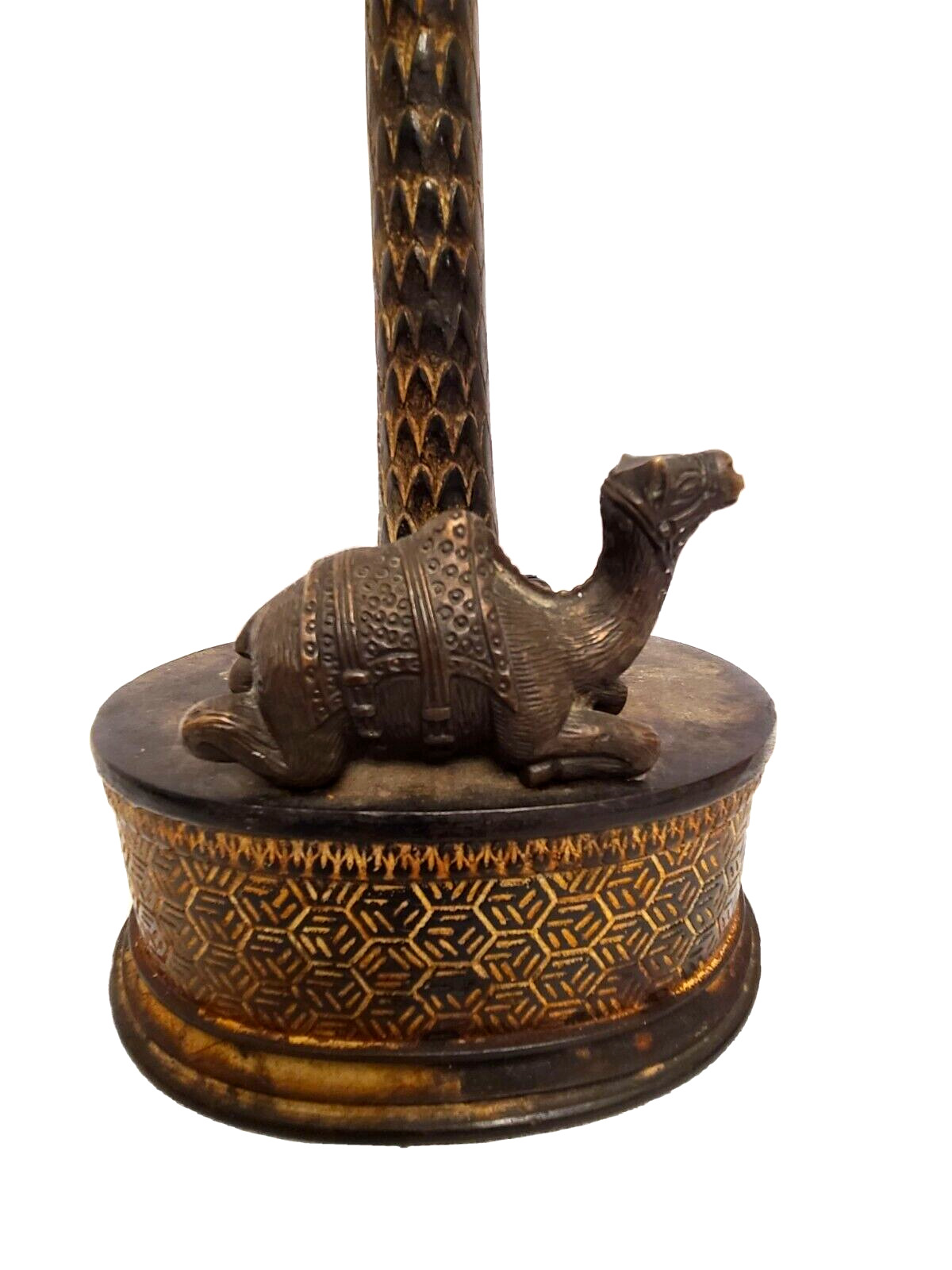 Vintage Maitland Smith Lamp Hollywood Regency Bronze Camel And Palm Tree