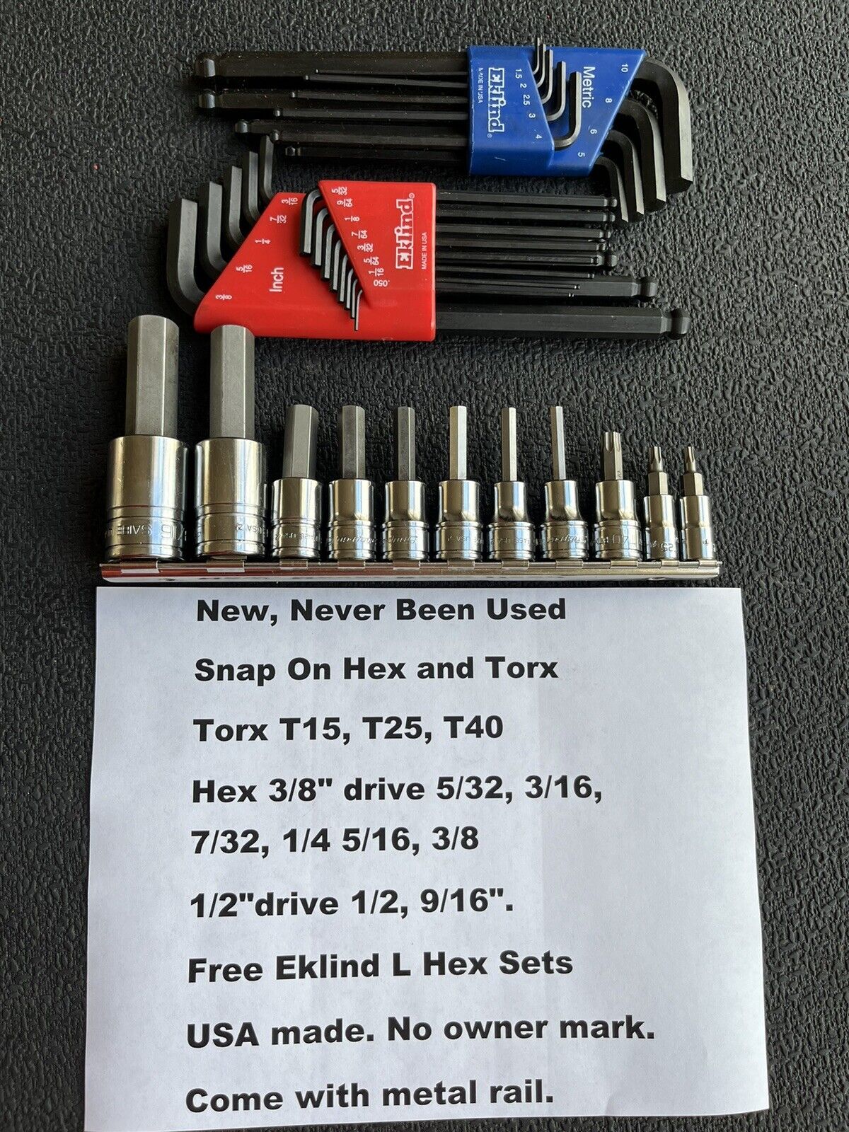 Snap on hex bit socket set Allen Hex and Torx With Goodies NEW sae