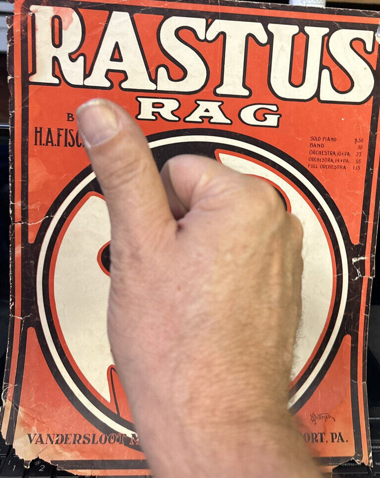 1900s 11x14 Ragtime Sheet Music RASTUS RAG (cover and page one ONLY)