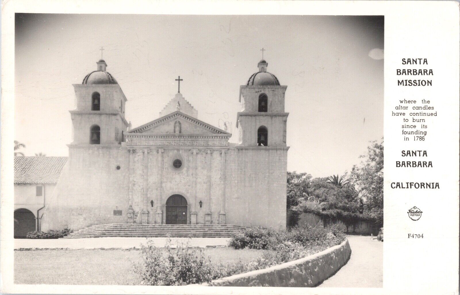RPPC Santa Barbara Mission Frashers 1940s *