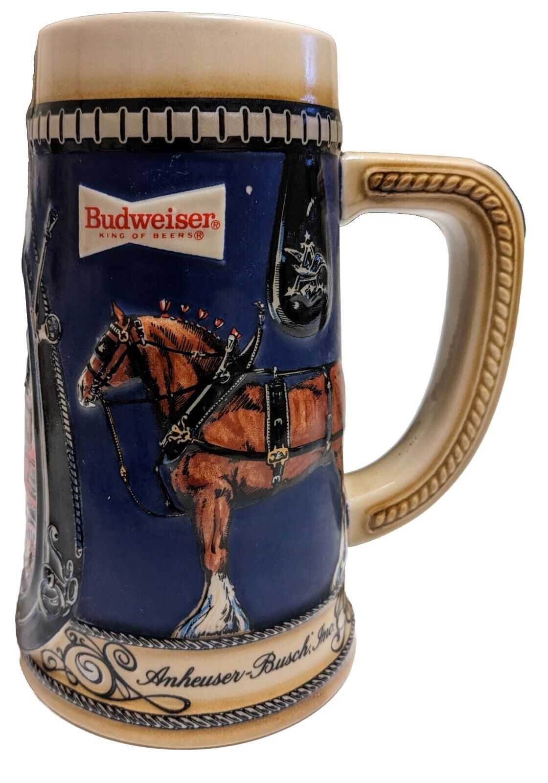 Vintage Anheuser Busch Budweiser 1987 Horseshoe & Harness Beer Stein 7\