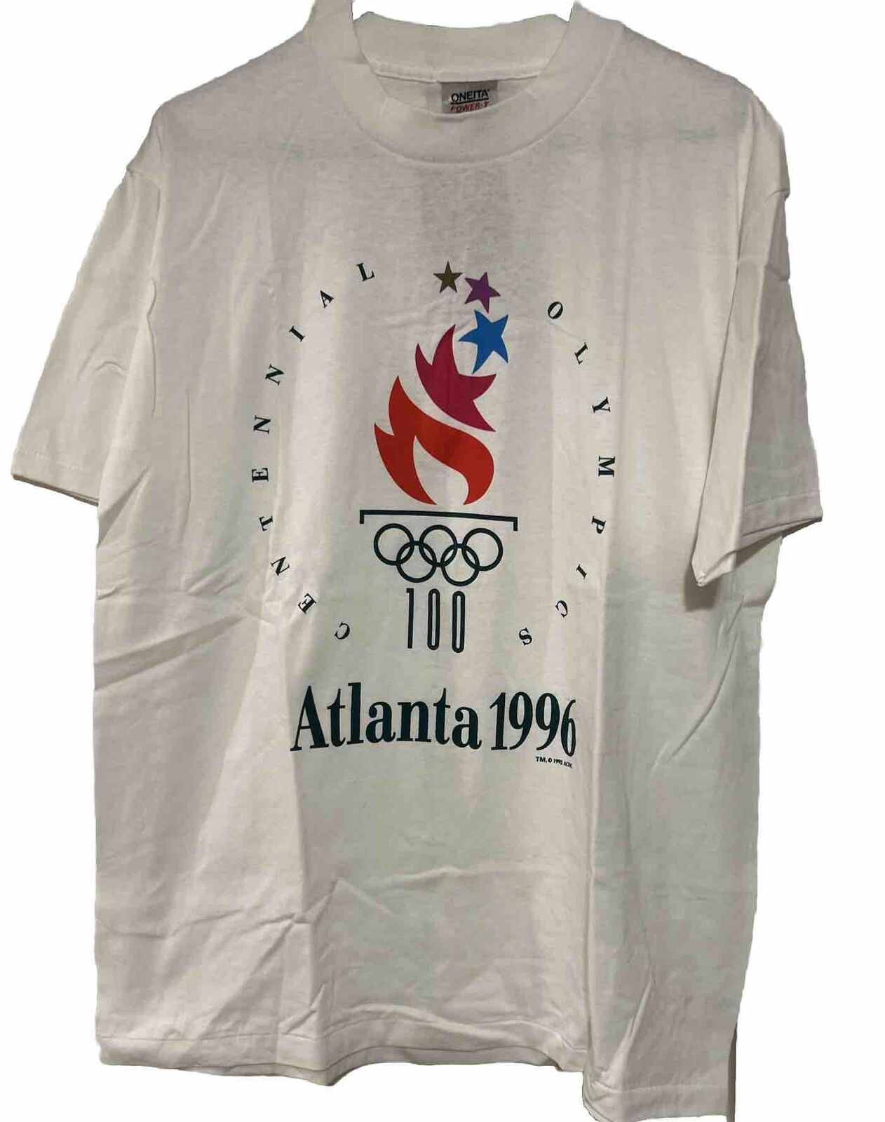 NOS Vintage 1996 Atlanta Olympics T-shirt Single Stitch Champion New W/ Tag Sz L