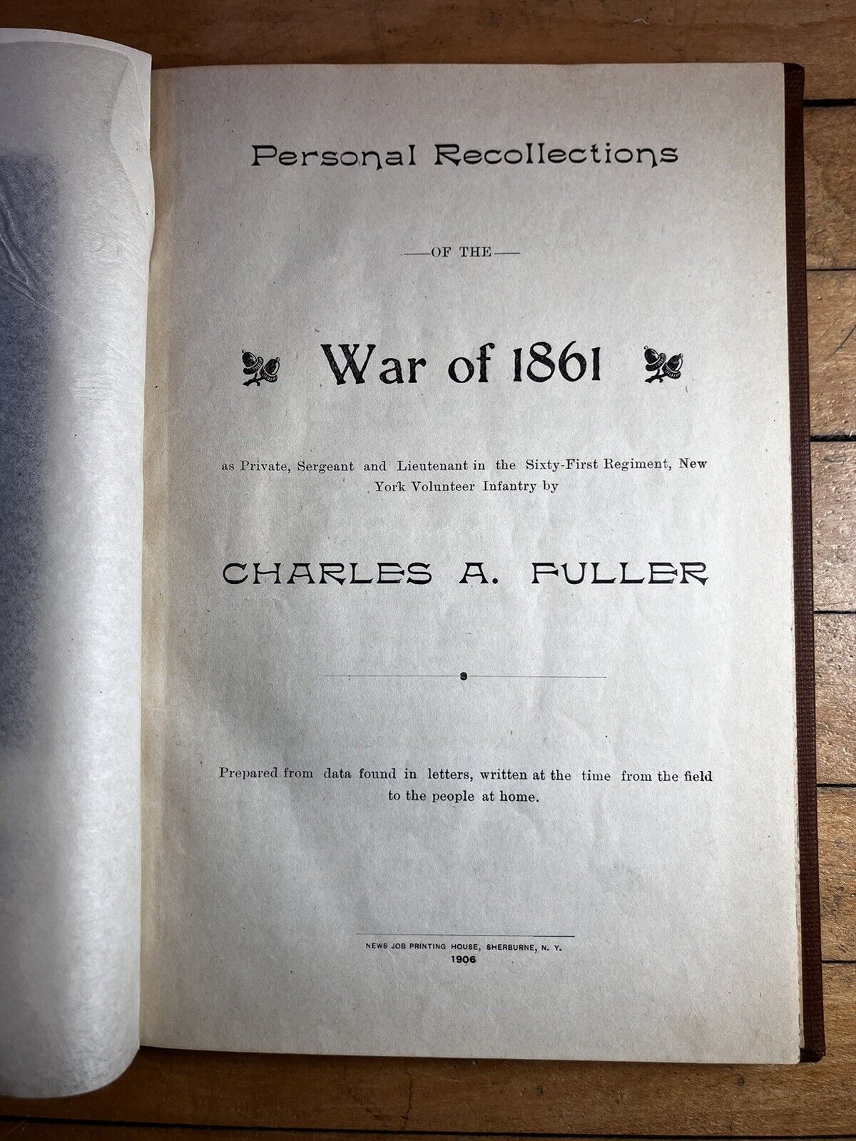 War Of 1861, Charles Fuller VERY RARE 1906 1st Edition Excellent Condition
