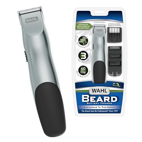 WAHL Groomsman Battery Operated Facial Hair 1 Count (Pack of 1), Silver 