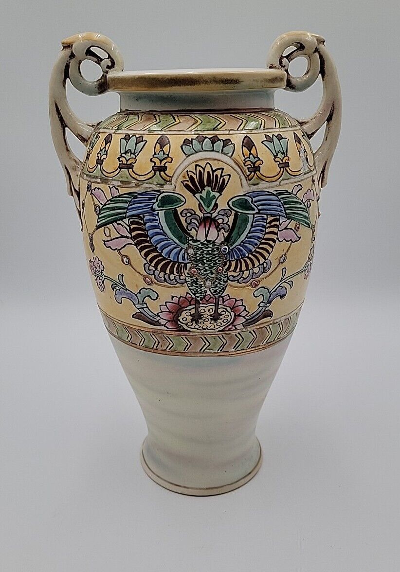 Antique Hand-Painted Nippon Large Art Deco Vase Circa 1915