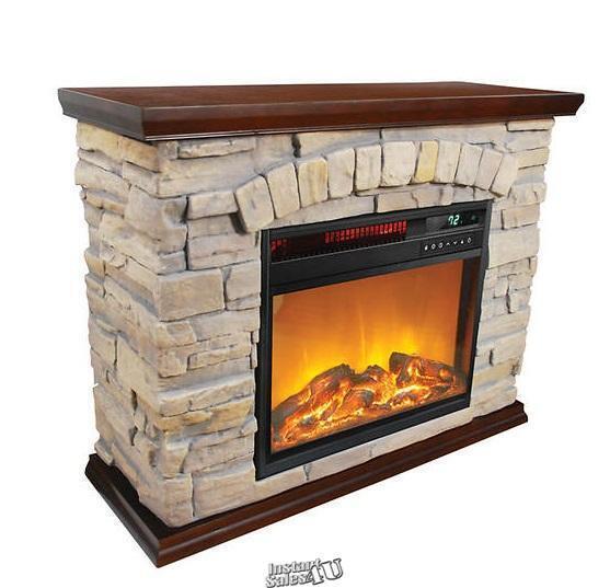 Lifesmart Electric Infrared Faux Polystone Fireplace 1 500 BTU Stone (FP2043)