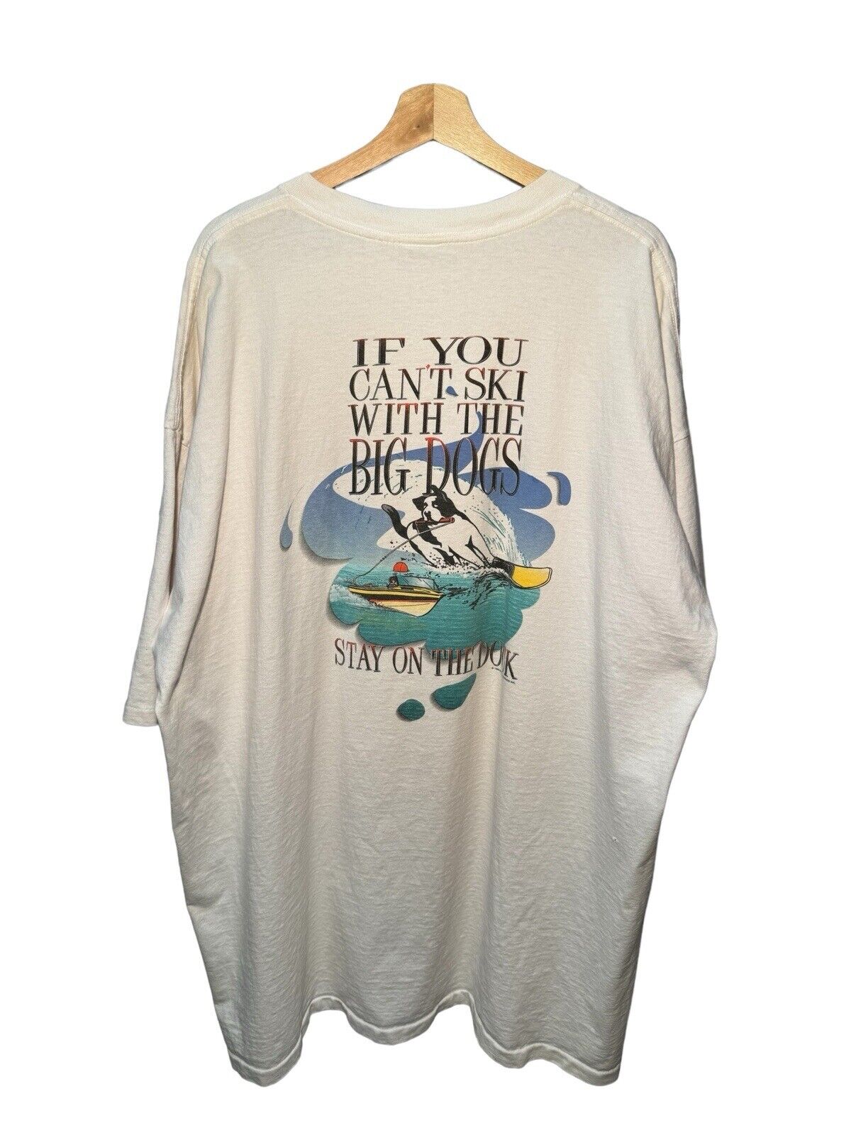Vintage Big Dogs Ski With The Big Dogs 1996 Single Stitch T-Shirt White 4XL 