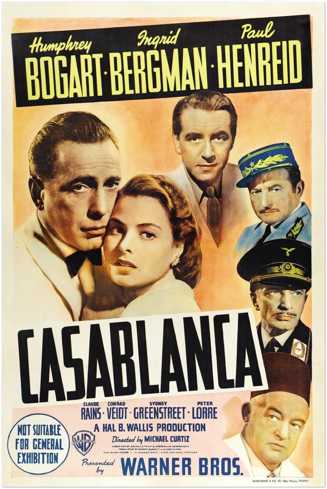 Casablanca - Vintage Movie Poster - Humphrey Bogart - US Release #5