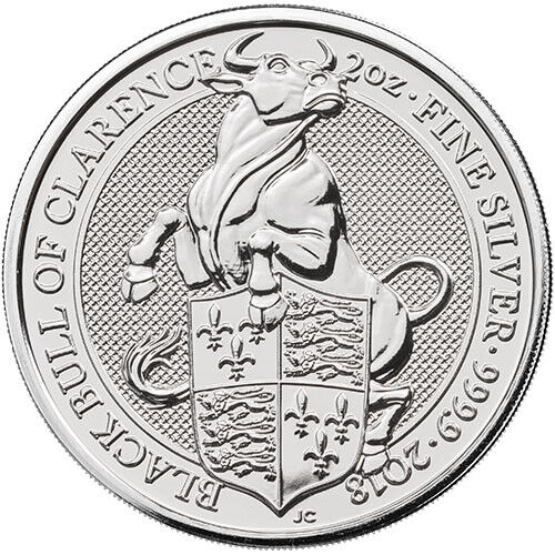 2018 2 oz British Silver Queen\'s Beast Black Bull Coin