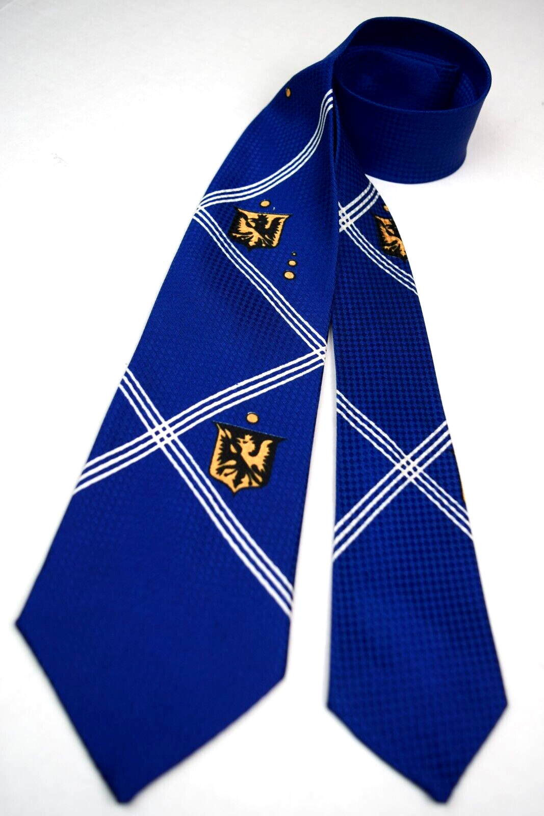 Neck Tie VTG 40s 50s Blue Art Deco Phoenix Rising Crest Tie 51\
