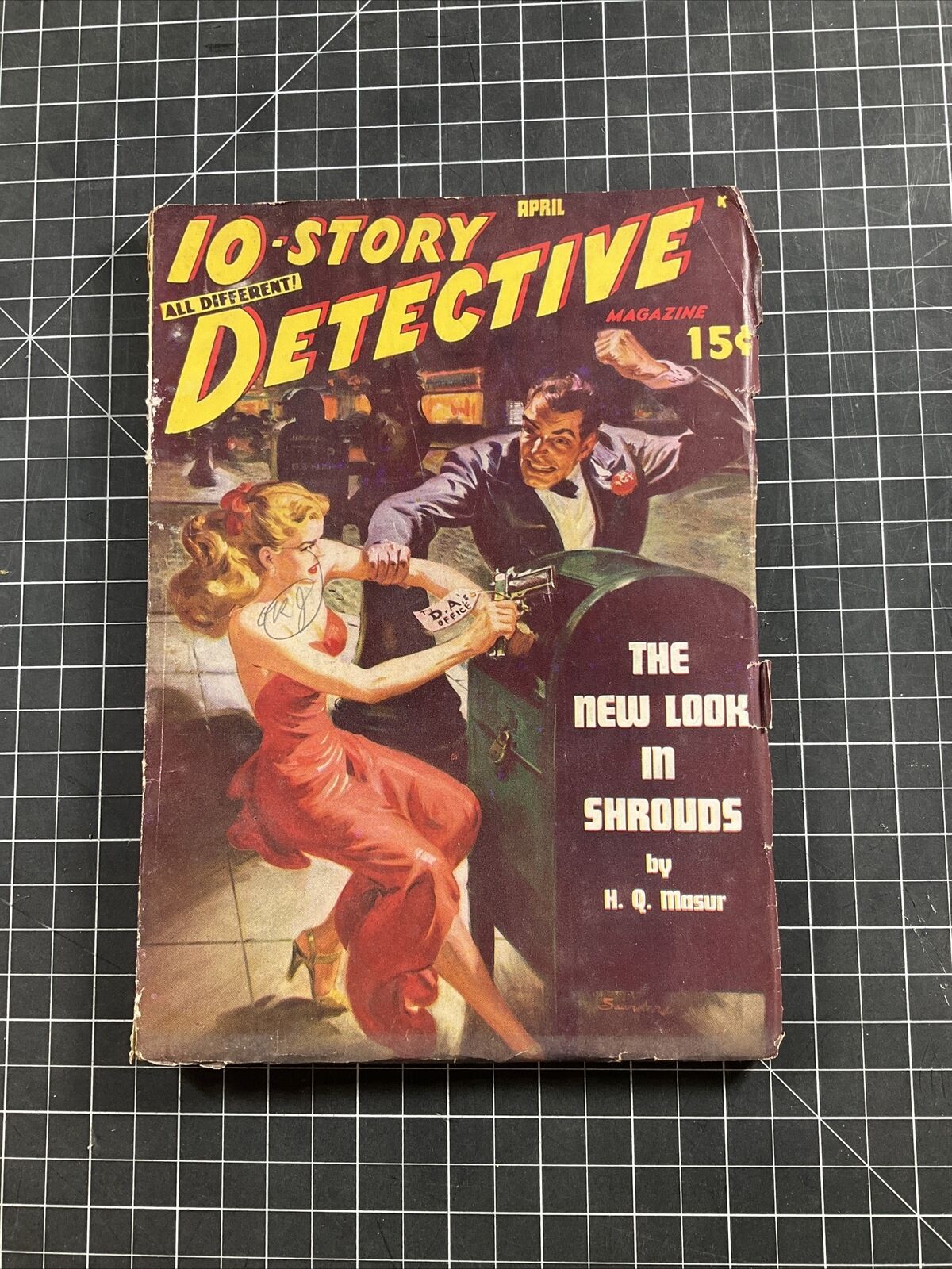 10-Story Detective 1949 April. Cover by Norman Saunders.   Pulp