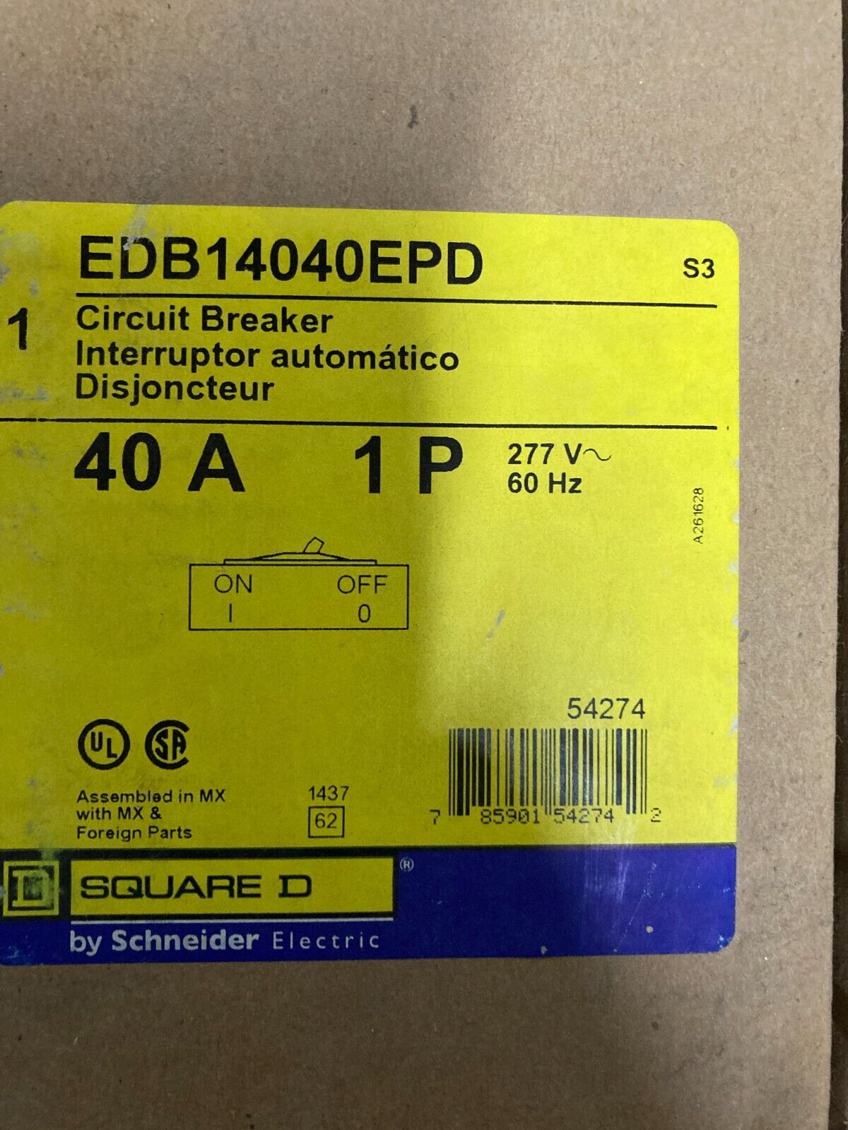 SCHNEIDER ELECTRIC EDB14040EPD CIRCUIT BREAKER