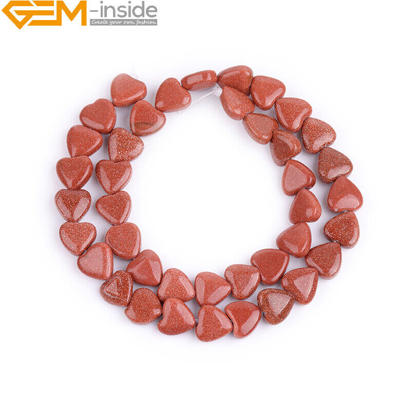 Assorted Natural Gemstones Heart Shape Loose Beads For Jewelry Making Strand 15\