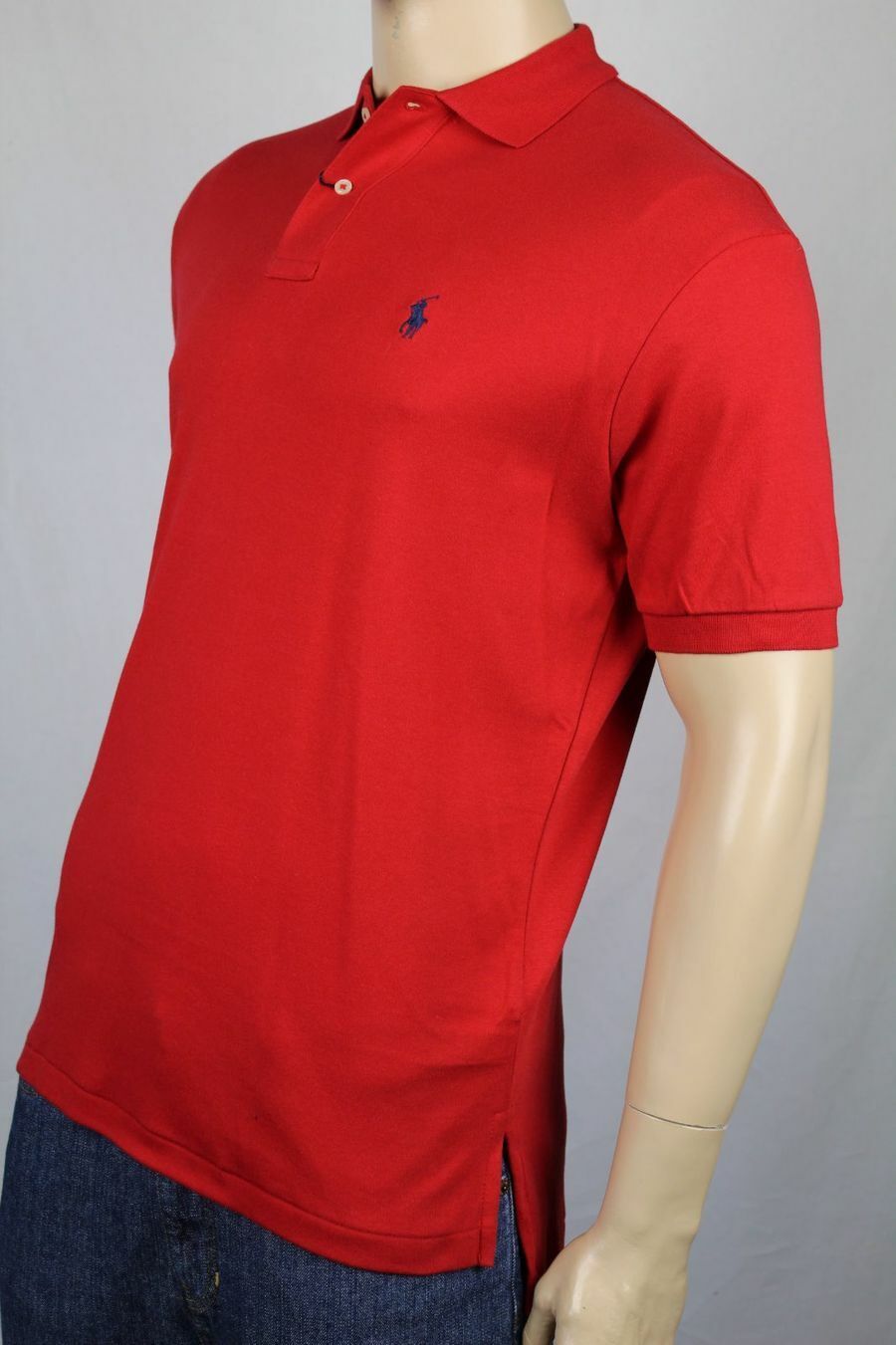 Polo Ralph Lauren Red Interlock Polo Shirt Navy Blue Pony Classic Fit NWT