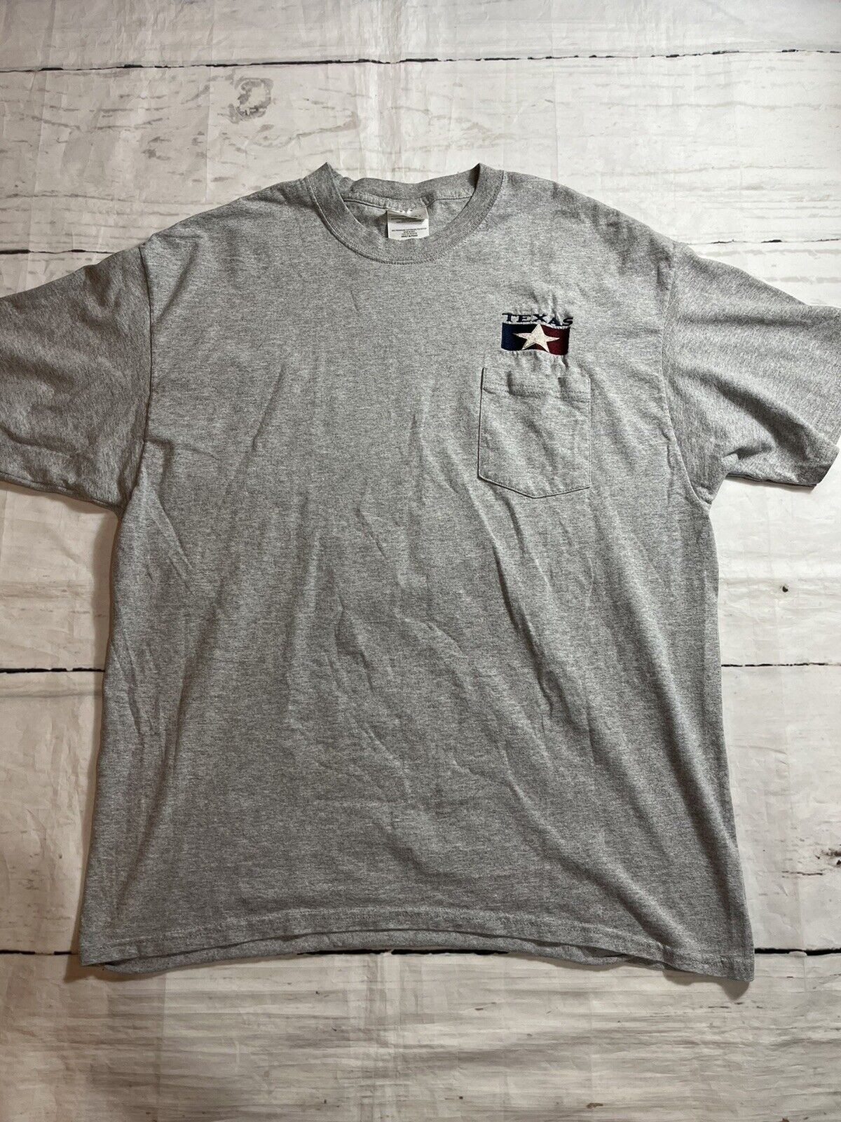 Vintage Texas Pocket T Shirt Tee Single Stitch Embroidered XL USA 90s Austin
