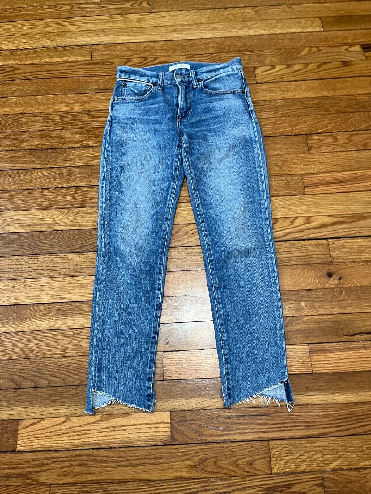 Moussy Vintage Womens Emelene Skinny Jeans Mid Rise Blue Sz 25 Denim Frayed Hem