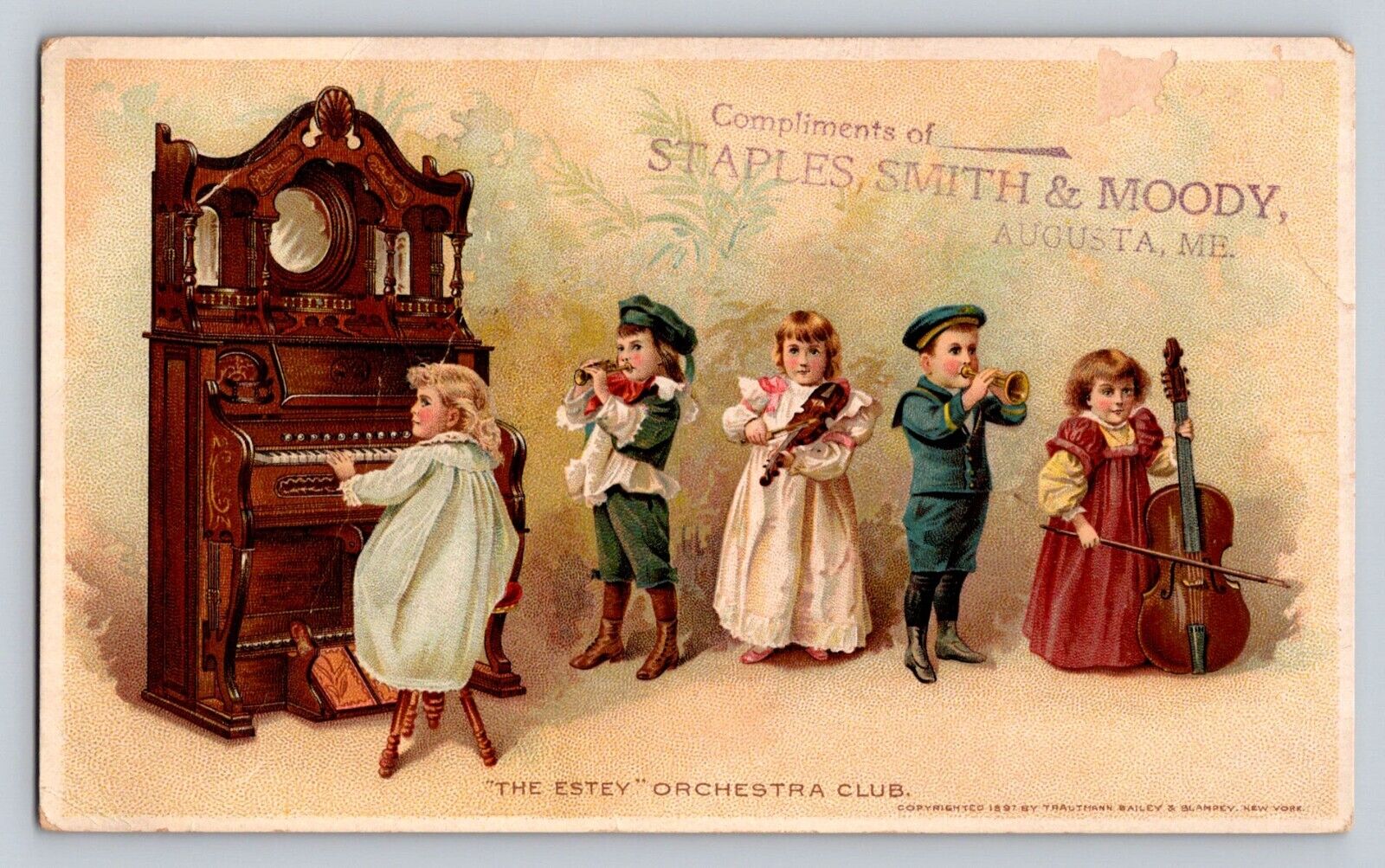 Estey Organ Orchestra Club Children Band Staples SMith Moody Augusta Maine P375