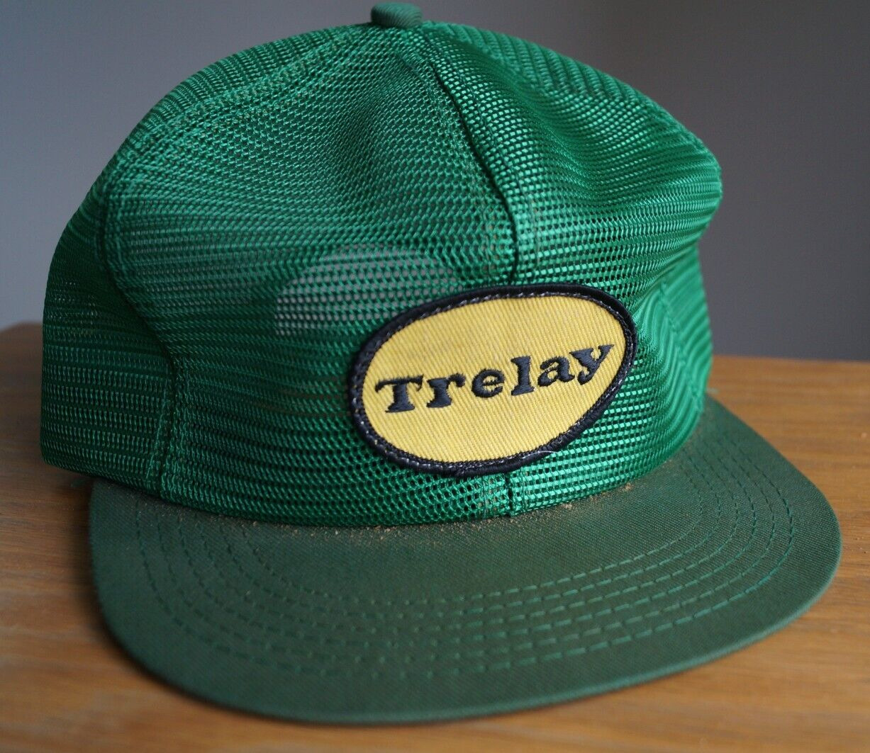 Trelay Patch Snapback Hat Vintage Mesh K-Brand Green Farming Agriculture USA(L2)